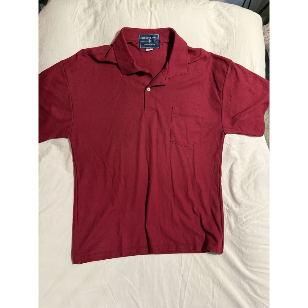 Men's Vintage Large Chesterfield Worldwide Short Sleeve Usa Knit Red